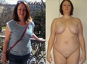 Nude dresses coupled with undressed older women